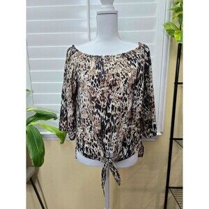 Veronica M animal print tie front high low top size small
